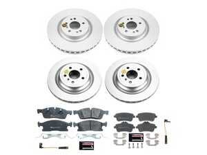 ES#4675282 - ESK8435 - Power Stop Euro-Stop Premium Front & Rear Brake Kit (350mm/330mm) - A premium OE-equivalent complete 4-wheel upgrade featuring ECE-R90 certified brake pads, genuine Geomet coated high-carbon smooth rotors, and replacement electronic wear sensors. - Power Stop - Mercedes Benz