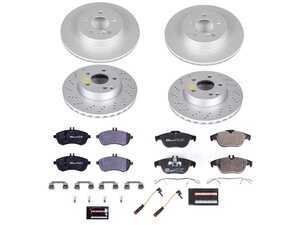 ES#4675283 - ESK8439 - Power Stop Euro-Stop Premium Front & Rear Brake Kit (295mm/300mm) - A premium OE-equivalent complete 4-wheel upgrade featuring ECE-R90 certified brake pads, genuine Geomet coated high-carbon smooth rotors, and replacement electronic wear sensors. - Power Stop - Mercedes Benz