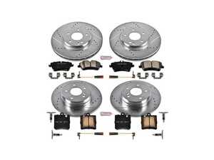 ES#3156640 - K2783 - Power Stop Z23 Evolution Sport Front & Rear Brake Kit (300mm/290mm) - A complete 4-wheel performance upgrade package featuring precision cross-drilled & slotted zinc-plated rotors, low-dust carbon-fiber ceramic pads, and replacement electronic wear sensors. - Power Stop - Mercedes Benz