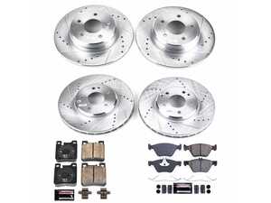 ES#3156642 - K2785 - Power Stop Z23 Evolution Sport Front & Rear Brake Kit (300mm/290mm) - A complete 4-wheel performance upgrade package featuring precision cross-drilled & slotted zinc-plated rotors, low-dust carbon-fiber ceramic pads, and a comprehensive set of replacement electronic wear sensors. - Power Stop - Mercedes Benz
