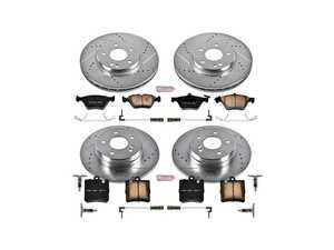 ES#3156643 - K2786 - Power Stop Z23 Evolution Sport Front & Rear Brake Kit (300mm/290mm) - A complete 4-wheel performance upgrade package featuring precision cross-drilled & slotted zinc-plated rotors, low-dust carbon-fiber ceramic pads, and a comprehensive set of replacement electronic wear sensors. - Power Stop - Mercedes Benz