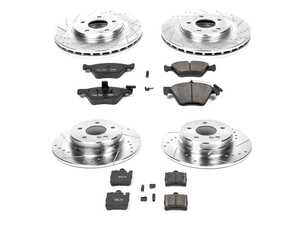 ES#3156644 - K2790 - Power Stop Z23 Evolution Sport Front & Rear Brake Kit (300mm/290mm) - A complete 4-wheel performance upgrade package featuring precision cross-drilled & slotted zinc-plated rotors, low-dust carbon-fiber ceramic pads, and replacement electronic wear sensors. - Power Stop - Mercedes Benz