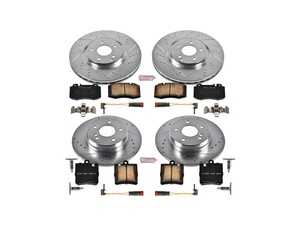 ES#3156645 - K2791 - Power Stop Z23 Evolution Sport Front & Rear Brake Kit (330mm/290mm) - A complete 4-wheel performance upgrade package featuring precision cross-drilled & slotted zinc-plated rotors, low-dust carbon-fiber ceramic pads, and replacement electronic wear sensors. - Power Stop - Mercedes Benz