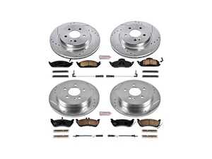 ES#3156671 - K2833 - Power Stop Z23 Evolution Sport Front & Rear Brake Kit (303mm/285mm) - A complete 4-wheel performance upgrade package featuring precision cross-drilled & slotted zinc-plated rotors, low-dust carbon-fiber ceramic pads, and replacement electronic wear sensors. - Power Stop - Mercedes Benz
