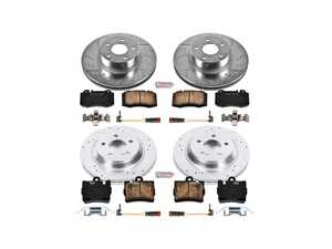 ES#3156682 - K2851 - Power Stop Z23 Evolution Sport Front & Rear Brake Kit (312mm/300mm) - A complete 4-wheel performance upgrade package featuring precision cross-drilled & slotted zinc-plated vented rotors, low-dust carbon-fiber ceramic pads, and replacement electronic wear sensors. - Power Stop - Mercedes Benz