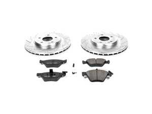 ES#3156709 - K2926 - Power Stop Z23 Evolution Sport Front Brake Kit (300mm) - A high-performance front axle upgrade package featuring precision cross-drilled & slotted zinc-plated vented rotors, low-dust carbon-fiber ceramic pads, and replacement electronic wear sensors. - Power Stop - Mercedes Benz