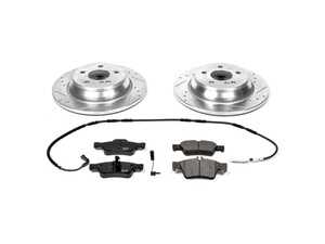 ES#3156784 - K3069 - Power Stop Z23 Evolution Sport Rear Brake Kit (300mm) - A high-performance rear axle upgrade package featuring precision cross-drilled & slotted zinc-plated solid rotors, low-dust carbon-fiber ceramic pads, and a pair of replacement rear electronic wear sensors. - Power Stop - Mercedes Benz