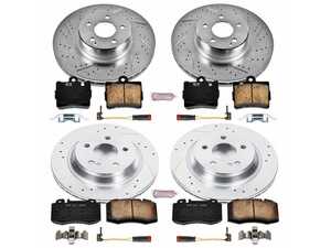 ES#3156961 - K4455 - Power Stop Z23 Evolution Sport Front & Rear Brake Kit - A complete 4-wheel performance upgrade package featuring precision cross-drilled & slotted zinc-plated rotors, low-dust carbon-fiber ceramic road pads, premium installation hardware, and four electronic wear sensors. - Power Stop - Mercedes Benz