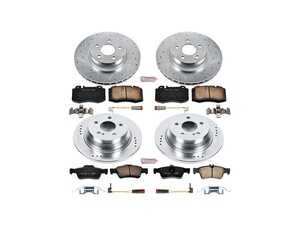 ES#3156985 - K4512 - Power Stop Z23 Evolution Sport Front & Rear Brake Kit (295mm/300mm) - A complete 4-wheel performance upgrade package featuring precision cross-drilled & slotted zinc-plated rotors, low-dust carbon-fiber ceramic pads, and replacement electronic wear sensors. - Power Stop - Mercedes Benz