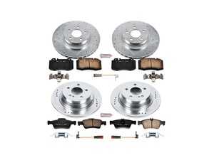 ES#3156986 - K4513 - Power Stop Z23 Evolution Sport Front & Rear Brake Kit (312mm/300mm) - A complete 4-wheel performance upgrade package featuring precision cross-drilled & slotted zinc-plated rotors, low-dust carbon-fiber ceramic pads, and a comprehensive set of replacement electronic wear sensors. - Power Stop - Mercedes Benz