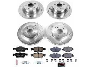 ES#3989907 - K4514 - Power Stop Z23 Evolution Sport Front & Rear Brake Kit - A complete 4-wheel performance upgrade package featuring precision cross-drilled & slotted zinc-plated rotors, low-dust carbon-fiber ceramic road pads, and premium installation hardware. - Power Stop - Mercedes Benz
