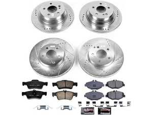 ES#3989908 - K4515 - Power Stop Z23 Evolution Sport Front & Rear Brake Kit (295mm/300mm) - A premium complete 4-wheel performance upgrade package featuring precision cross-drilled & slotted zinc-plated rotors, low-dust carbon-fiber ceramic road pads, and matching electronic wear sensors. - Power Stop - Mercedes Benz