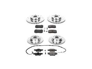 ES#3156990 - K4521 - Power Stop Z23 Evolution Sport Front & Rear Brake Kit (312mm/300mm) - A comprehensive 4-wheel performance upgrade package featuring precision cross-drilled & slotted zinc-plated vented rotors, low-dust carbon-fiber ceramic pads, and a complete set of replacement electronic wear sensors. - Power Stop - Mercedes Benz