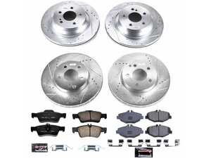 ES#3989912 - K4524 - Power Stop Z23 Evolution Sport Front & Rear Brake Kit - A complete 4-wheel performance upgrade package featuring precision cross-drilled & slotted zinc-plated rotors, low-dust carbon-fiber ceramic road pads, and matching electronic wear sensors. - Power Stop - Mercedes Benz