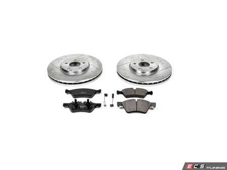 ES#3157039 - K4644 - Power Stop Z23 Evolution Sport Front Brake Kit (330mm) - A performance front-wheel brake upgrade featuring drilled & slotted rotors and low-dust carbon-fiber ceramic pads. - Power Stop - Mercedes Benz