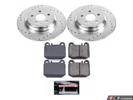 ES#3989953 - K5261 - Power Stop Z23 Evolution Sport Rear Brake Kit - A premium rear-axle performance upgrade package featuring precision cross-drilled & slotted zinc-plated rotors, low-dust carbon-fiber ceramic road pads, and matching electronic wear sensors. - Power Stop - Mercedes Benz