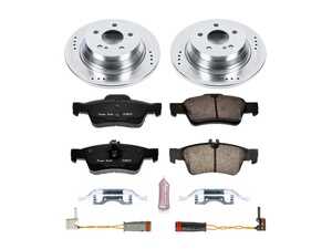 ES#3157187 - K5321 - Power Stop Z23 Evolution Sport Rear Brake Kit (300mm) - A specialized rear-axle performance upgrade package featuring precision cross-drilled & slotted zinc-plated rotors, low-dust carbon-fiber ceramic pads, and a replacement electronic wear sensor. - Power Stop - Mercedes Benz