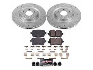 ES#3990031 - K6001 - Power Stop Z23 Evolution Sport Rear Brake Kit (330mm) - A direct-fit performance upgrade with drilled & slotted zinc-plated rotors and low-dust carbon-fiber ceramic pads. - Power Stop - Audi Porsche
