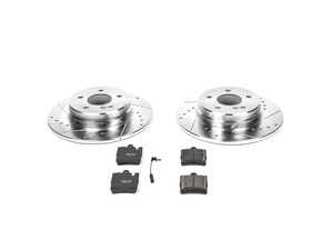 ES#3157538 - K620 - Power Stop Z23 Evolution Sport Rear Brake Kit (290mm) - A high-performance rear axle upgrade package featuring precision cross-drilled & slotted zinc-plated solid rotors, low-dust carbon-fiber ceramic pads, and a replacement electronic wear sensor. - Power Stop - Mercedes Benz