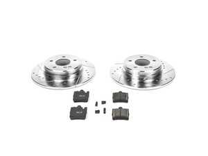 ES#3157560 - K627 - Power Stop Z23 Evolution Sport Rear Brake Kit (290mm) - A high-performance rear axle upgrade package featuring precision cross-drilled & slotted zinc-plated solid rotors, low-dust carbon-fiber ceramic pads, and a pair of replacement electronic wear sensors. - Power Stop - Mercedes Benz