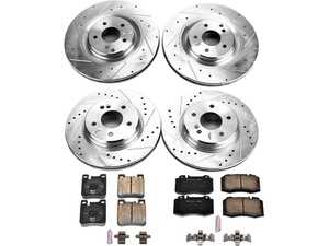 ES#3990162 - K6586 - Power Stop Z23 Evolution Sport Front & Rear Brake Kit (345mm/300mm) - A high-performance complete 4-wheel upgrade featuring precision cross-drilled & slotted performance rotors, low-dust carbon-fiber ceramic pads, and replacement electronic wear sensors. - Power Stop - Mercedes Benz