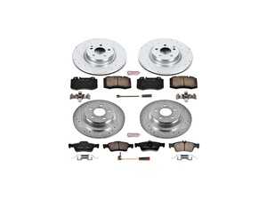 ES#3157692 - K6602 - Power Stop Z23 Evolution Sport Front & Rear Brake Kit (330mm/300mm) - A complete 4-wheel performance upgrade package featuring precision cross-drilled & slotted zinc-plated rotors, low-dust carbon-fiber ceramic pads, and a comprehensive set of replacement electronic wear sensors. - Power Stop - Mercedes Benz
