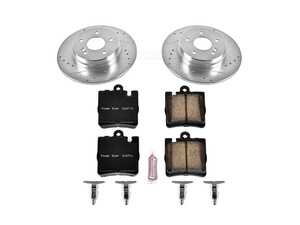 ES#3157695 - K6697 - Power Stop Z23 Evolution Sport Rear Brake Kit (290mm) - A premium rear-axle performance upgrade package featuring precision cross-drilled & slotted zinc-plated rotors, low-dust carbon-fiber ceramic road pads, and a matching electronic wear sensor. - Power Stop - Mercedes Benz