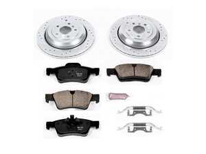 ES#3157703 - K6708 - Power Stop Z23 Evolution Sport Rear Brake Kit (330mm) - A premium rear-axle performance upgrade package featuring precision cross-drilled & slotted zinc-plated rotors, low-dust carbon-fiber ceramic road pads, and matching electronic wear sensors. - Power Stop - Mercedes Benz
