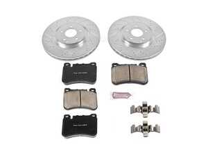 ES#3157708 - K6713 - Power Stop Z23 Evolution Sport Front Brake Kit (330mm) - A premium front-axle performance upgrade package featuring precision cross-drilled & slotted zinc-plated rotors, low-dust carbon-fiber ceramic pads, and a replacement electronic wear sensor. - Power Stop - Mercedes Benz