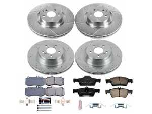 ES#3990211 - K6834 - Power Stop Z23 Evolution Sport Front & Rear Brake Kit (344mm/320mm) - A premium 4-wheel performance upgrade package featuring precision cross-drilled & slotted zinc-plated rotors, low-dust carbon-fiber ceramic pads, and a complete set of replacement electronic wear sensors. - Power Stop - Mercedes Benz