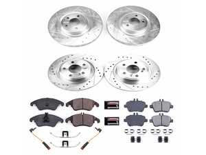 ES#3990224 - K6892 - Power Stop Z23 Evolution Sport Front & Rear Brake Kit (344mm/300mm) - A high-performance complete 4-wheel upgrade featuring precision cross-drilled & slotted performance rotors, low-dust carbon-fiber ceramic pads, and a premium stainless steel hardware kit. - Power Stop - Mercedes Benz