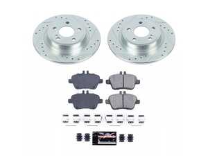 ES#4797935 - K7377 - Power Stop Z23 Evolution Sport Rear Brake Kit (320mm) - A high-performance rear axle upgrade package featuring precision cross-drilled & slotted performance rotors, low-dust carbon-fiber ceramic pads, and a replacement electronic wear sensor. - Power Stop - Mercedes Benz