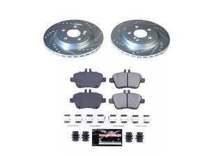 ES#4675366 - K7378 - Power Stop Z23 Evolution Sport Rear Brake Kit (295mm) - A high-performance rear axle upgrade package featuring precision cross-drilled & slotted performance rotors, low-dust carbon-fiber ceramic pads, and replacement premium hardware. - Power Stop - Mercedes Benz