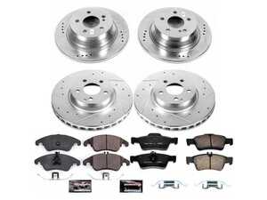 ES#3990374 - K7612 - Power Stop Z23 Evolution Sport Front & Rear Brake Kit - A premium complete 4-wheel performance upgrade package featuring precision cross-drilled & slotted zinc-plated rotors, low-dust carbon-fiber ceramic pads, and matching replacement electronic wear sensors. - Power Stop - Mercedes Benz