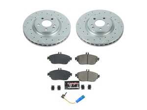 ES#4798026 - K7674 - Power Stop Z23 Evolution Sport Front Brake Kit (320mm) - A high-performance front axle upgrade package featuring precision cross-drilled & slotted performance rotors, low-dust carbon-fiber ceramic pads, and a replacement electronic wear sensor. - Power Stop - Mercedes Benz