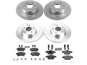 ES#3990399 - K7759 - Power Stop Z23 Evolution Sport Front & Rear Brake Kit (295mm/300mm) - A high-performance complete 4-wheel upgrade featuring precision cross-drilled & slotted performance rotors, low-dust carbon-fiber ceramic pads, and replacement electronic wear sensors. - Power Stop - Mercedes Benz