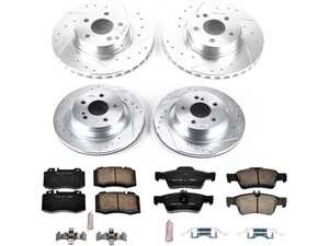 ES#3990404 - K7764 - Power Stop Z23 Evolution Sport Front & Rear Brake Kit (312mm/300mm) - A high-performance complete 4-wheel upgrade featuring precision cross-drilled & slotted performance rotors, low-dust carbon-fiber ceramic pads, and replacement electronic wear sensors. - Power Stop - Mercedes Benz