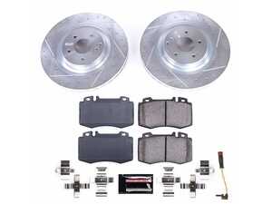 ES#3990411 - K7788 - Power Stop Z23 Evolution Sport Front Brake Kit (345mm) - A premium front-axle performance upgrade package featuring precision cross-drilled & slotted zinc-plated rotors, low-dust carbon-fiber ceramic road pads, and an electronic wear sensor. - Power Stop - Mercedes Benz