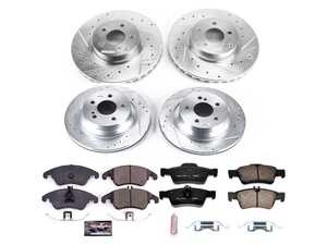 ES#3990414 - K7830 - Power Stop Z23 Evolution Sport Front & Rear Brake Kit (322mm/300mm) - A high-performance complete 4-wheel upgrade featuring precision cross-drilled & slotted performance rotors, low-dust carbon-fiber ceramic pads, and replacement electronic wear sensors. - Power Stop - Mercedes Benz