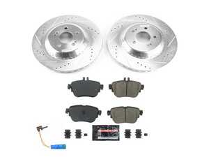 ES#4675374 - K7968 - Power Stop Z23 Evolution Sport Rear Brake Kit (300mm) - A high-performance rear axle upgrade package featuring precision cross-drilled & slotted performance rotors, low-dust carbon-fiber ceramic pads, and a replacement electronic wear sensor. - Power Stop - Mercedes Benz