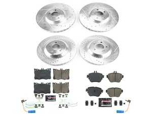ES#4675376 - K7987 - Power Stop Z23 Evolution Sport Front & Rear Brake Kit (360mm/300mm) - A high-performance complete 4-wheel upgrade package featuring precision cross-drilled & slotted performance rotors, low-dust carbon-fiber ceramic pads, and replacement electronic wear sensors. - Power Stop - Mercedes Benz
