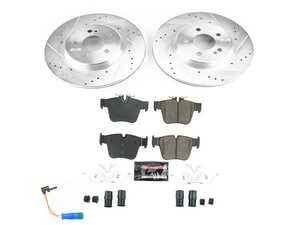 ES#4675377 - K7990 - Power Stop Z23 Evolution Sport Rear Brake Kit (320mm) - A high-performance rear axle upgrade package featuring precision cross-drilled & slotted performance rotors, low-dust carbon-fiber ceramic pads, and a replacement electronic wear sensor. - Power Stop - Mercedes Benz
