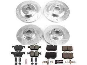 ES#3990446 - K8050 - Power Stop Z23 Evolution Sport Front & Rear Brake Kit (342mm/300mm) - A high-performance complete 4-wheel upgrade featuring precision cross-drilled & slotted performance rotors, low-dust carbon-fiber ceramic pads, and replacement electronic wear sensors. - Power Stop - Mercedes Benz