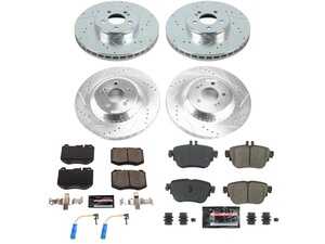 ES#4675378 - K8072 - Power Stop Z23 Evolution Sport Front & Rear Brake Kit (342mm/300mm) - A high-performance complete 4-wheel upgrade package featuring precision cross-drilled & slotted performance rotors, low-dust carbon-fiber ceramic pads, and replacement electronic wear sensors. - Power Stop - Mercedes Benz