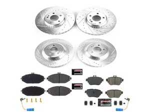 ES#4675380 - K8074 - Power Stop Z23 Evolution Sport Front & Rear Brake Kit (330mm/300mm) - A high-performance complete 4-wheel upgrade package featuring precision cross-drilled & slotted performance rotors, low-dust carbon-fiber ceramic pads, and replacement electronic wear sensors. - Power Stop - Mercedes Benz