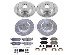 ES#4675386 - K8115 - Power Stop Z23 Evolution Sport Front & Rear Brake Kit (330mm/325mm) - A high-performance complete 4-wheel upgrade package featuring precision cross-drilled & slotted performance rotors, low-dust carbon-fiber ceramic pads, and replacement electronic wear sensors. - Power Stop - Mercedes Benz