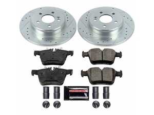 ES#4675387 - K8152 - Power Stop Z23 Evolution Sport Rear Brake Kit (300mm) - A high-performance rear axle upgrade package featuring precision cross-drilled & slotted performance rotors, low-dust carbon-fiber ceramic pads, and a replacement electronic wear sensor. - Power Stop - Mercedes Benz