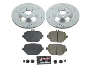 ES#4675388 - K8153 - Power Stop Z23 Evolution Sport Rear Brake Kit (360mm) - A high-performance rear axle upgrade package featuring precision cross-drilled & slotted performance rotors, low-dust carbon-fiber ceramic pads, and a replacement electronic wear sensor. - Power Stop - Mercedes Benz