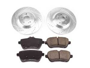 ES#4675390 - K8194 - Power Stop Z23 Evolution Sport Rear Brake Kit (340mm) - A high-performance rear axle upgrade featuring precision cross-drilled & slotted performance rotors, low-dust carbon-fiber ceramic pads, and a replacement electronic wear sensor. - Power Stop - Mercedes Benz