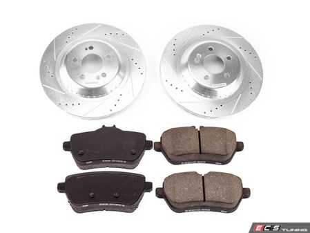 ES#4675390 - K8194 - Power Stop Z23 Evolution Sport Rear Brake Kit (340mm) - A high-performance rear axle upgrade featuring precision cross-drilled & slotted performance rotors, low-dust carbon-fiber ceramic pads, and a replacement electronic wear sensor. - Power Stop - Mercedes Benz